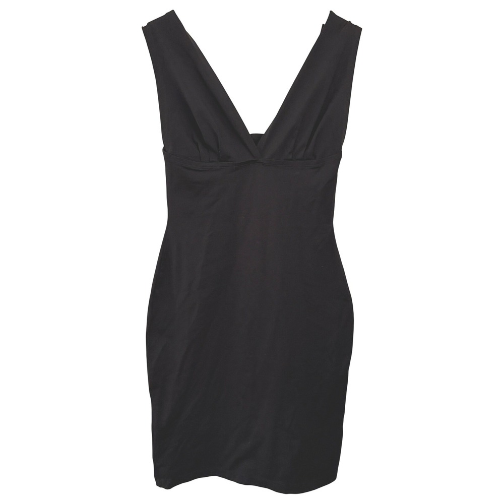 Natori II Bodycon Dress Womens Black Excellent Sleeveless V-Neck Pleated Bust